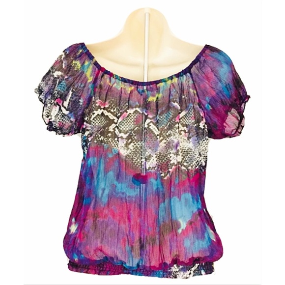 AMERICAN RAG CIE Sz XS Tye Dye Sheer Boho Blouse - Picture 2 of 6